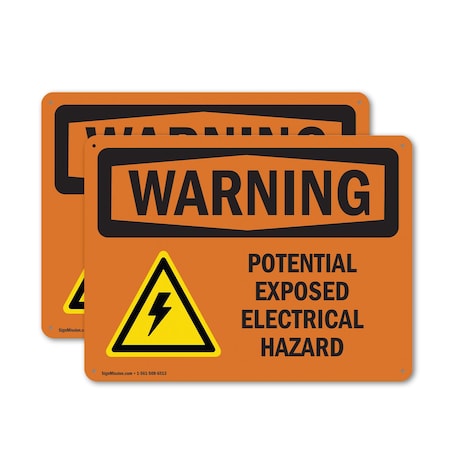 Signmission Potential Exposed Electrical Hazard With Symbol OSHA Warning Sign, Plastic, 10in W x 7in L, 2PK OS-2PACK-WS-P-710-L-12337
